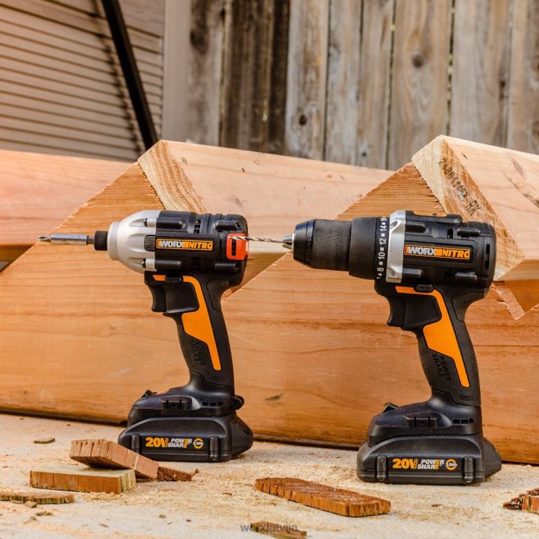 elektroinstrumenti nitro 20 v jaudas dalīšanas trieciengriezējs un urbjmašīnas/vada kombinētais komplekts WORX JV4PF124